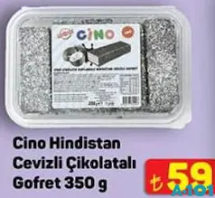 CİNO HİNDİSTAN CEVİZLİ ÇİKOLATALI GOFRET 350 G